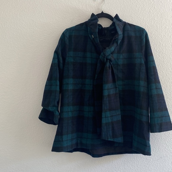 Tuckernuck Plaid Blouse in Blue and Black - Picture 7 of 10